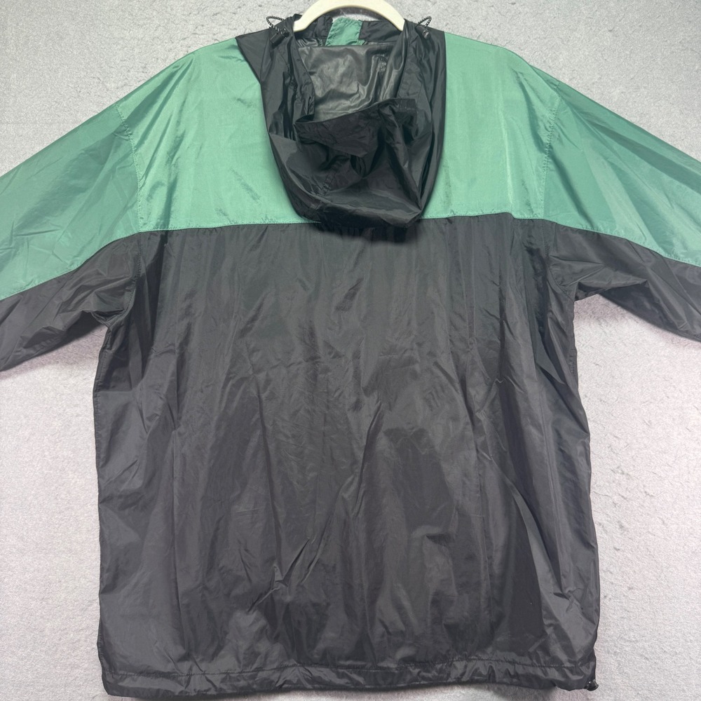 Eddie Bauer Mens Medium Waterproof Nylon Hooded Windbreaker Jacket‎ Green Black - Picture 8 of 13